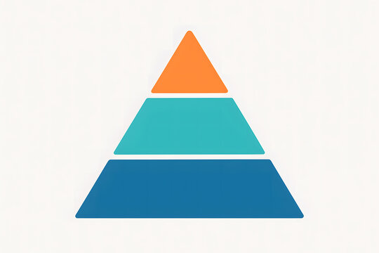 Minimal pyramid chart with three colored tiers, infographic template