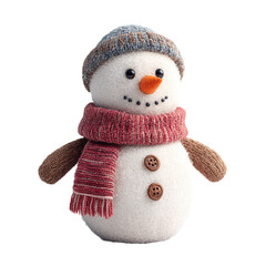 christmas decoration. Snowman wearing a hat and scarf with a buttoned front.