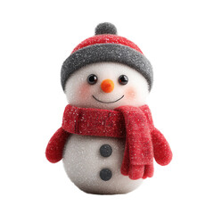 christmas decoration. A cheerful snowman wearing a red scarf and hat.