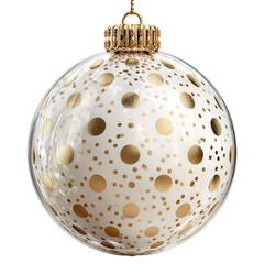 christmas decoration. Decorative Christmas ornament with gold polka dots.