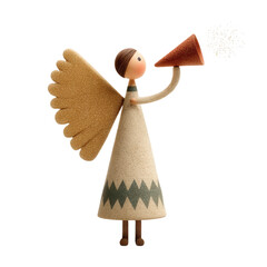 christmas decoration. Whimsical angel figure holding a megaphone.