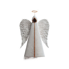 christmas decoration. Angel figurine with ornate wings and a halo.