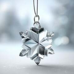 christmas decoration. Crystal snowflake pendant gleaming with elegance and detail.