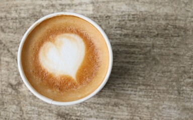 Heart latte art in coffee cup