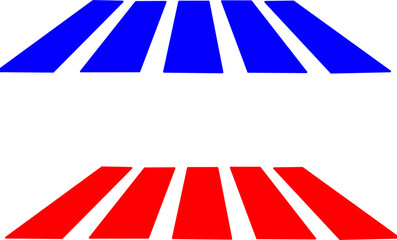 Abstract red and blue geometric stripes design on white background. Modern minimal pattern with perspective lines ideal for graphic design and decoration.