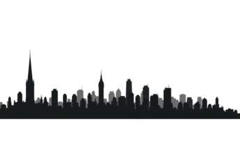 City Skyline Silhouette Isolated on White Horizontal Banner
