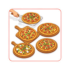 Pizza Feast: Four Different Pizzas with Classic Ingredients