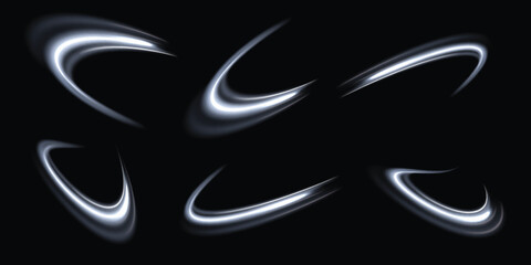 Fototapeta premium Neon lines of white speed. Dynamic traces of light movement. Light wave of the trace, line of the trace. Futuristic neon light lines. Light movement effect.