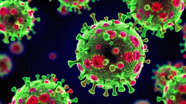 Reovirus particle with multilayered shell under electron microscopy imaging