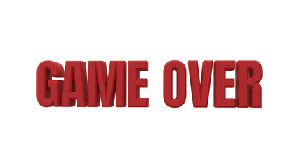 3D Render Text “GAME OVER” – Bold Red Typography on Transparent Background
