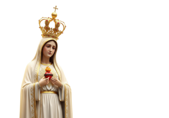 Statue of the Immaculate Heart of Mary with Crown Isolated on White
