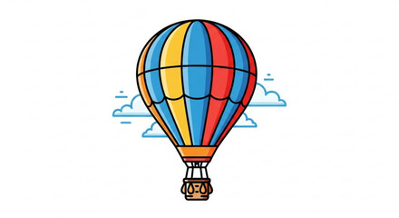 Colorful hot air balloon floating in the sky with clouds a whimsical and vibrant illustration of adventure and freedom