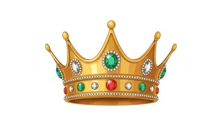 A majestic golden crown adorned with sparkling jewels, , symbolizing royalty, power, and elegance in a regal design