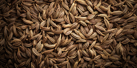 Closeup texture of cumin seeds background for cooking and spices concept - AI generated