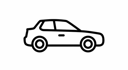 Obraz premium Car Icon Line Art Simple Vehicle Outline Symbol Black White Flat Design