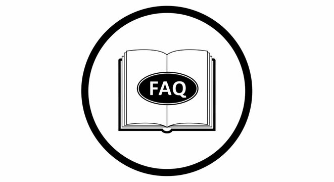FAQ Book Icon Circle Symbol - Frequently Asked Questions Vector Illustration
