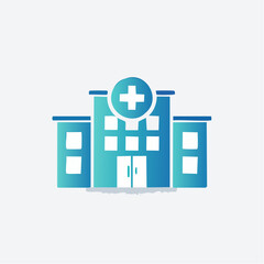 Obraz premium Modern flat design vector illustration of a hospital building icon on a white background.
