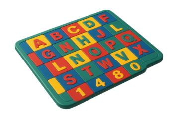 Non-slip rubber mat featuring letters and numbers for safe, educational play.