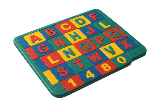 Non-slip rubber mat featuring letters and numbers for safe, educational play.