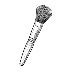 make up powder brush vector hand drawn illustration