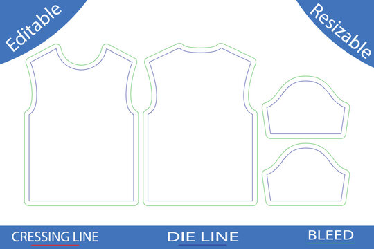 T shirt pattern cutting lines with bleed and resizable text