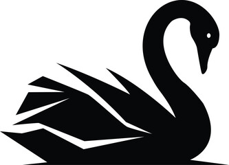 Elegant black swan silhouette majestic bird design symbolic graceful wildlife nature symbol logo