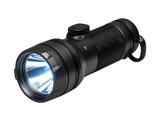 black flashlight isolated on white background