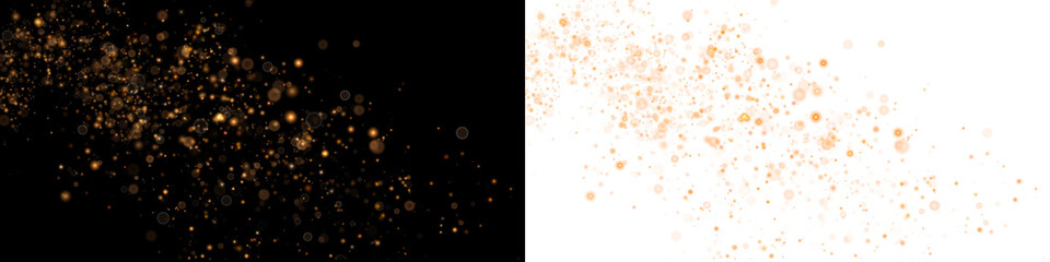 Luminous gold stardust PNG overlay enhances holiday photos with a bright, transparent design for any theme