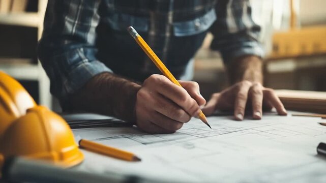 Architects Detailed Blueprint - Precision and Design in Action.