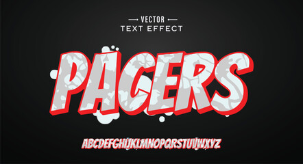 Pacers logo graffiti font text effect, spray and street text style	
