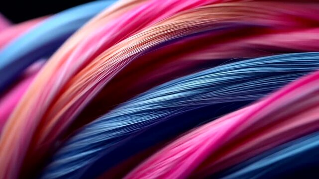 Colorful Abstract Twisted Wires in Vibrant Shades of Pink and Blue Display