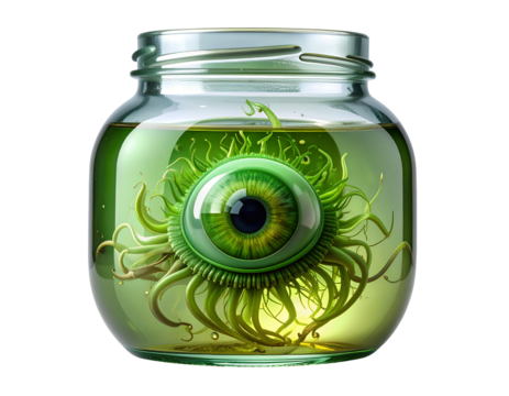 glass jar with green background