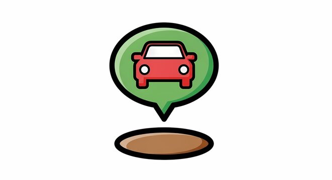 Car Location Pin Icon, Vehicle Navigation Map Marker Symbol
