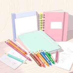 신문, 기업, 다채로운, 도안, 쓰기, 