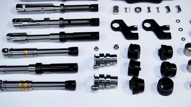 Closeup mechanical components layout