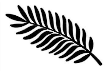 Fototapeta premium A black silhouette of a palm leaf creates a striking contrast with its clean lines and curves. The design emphasizes the elegance of nature and can serve various artistic purposes.