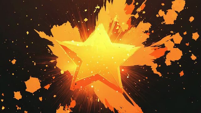 Glowing star bursting with abstract golden particles - Powered by Adobe