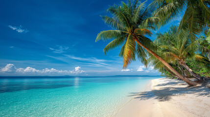 tropical beach with palm trees