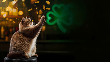St. Patrick's Day Cat with Gold Coins