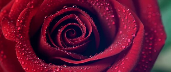 Closeup red rose with dew drops - Powered by Adobe