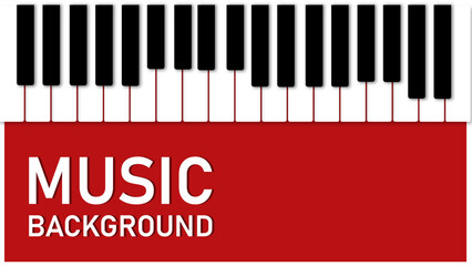Fototapeta premium Music Background with Piano Keyboard Vector Illustration – Black and White Keys on Red Banner Design