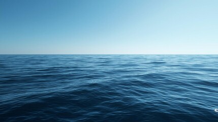 Obraz premium Serene deep blue ocean waves under bright natural daylight sky horizon serene beauty