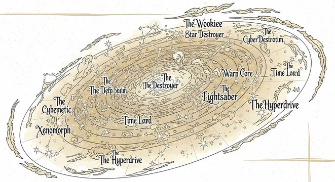 Fantasy Galaxy Map Star Chart Fictional Universe Sci-Fi Space Diagram Illustration
