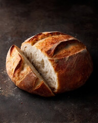 Vegan Minimalism Sustainability Concept, Fresh baked crusty sourdough bread for vegan plant based healthy minimalism and sustainability lifestyle