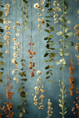 Vegan Minimalism Sustainability Concept, Minimalism sustainability concept with vegan plant based healthy lifestyle shown through hanging floral