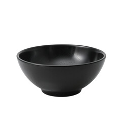 Sleek black bowl on a stark background, emphasizing minimalist design and smooth, dark texture.