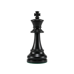 A single, elegant black chess king stands prominently