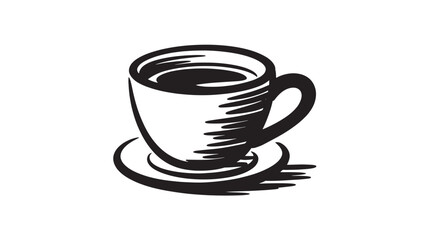 Obraz premium Stylized vector illustration of a coffee cup black and white design perfect for cafe menus and branding