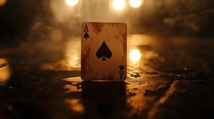 Ace of spades playing card dramatic lighting