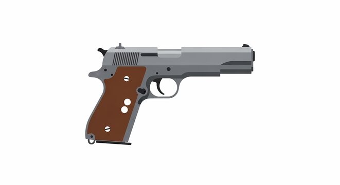 Classic 1911 Semi-Automatic Pistol with Wood Grip and Steel Slide Side View